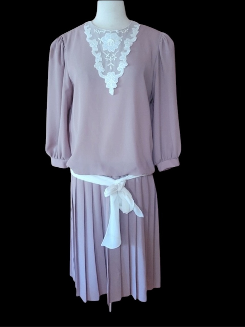 Deadstock w/o Tag 1980s does 20s/40s My Way Drop-Waist Blouson Dress